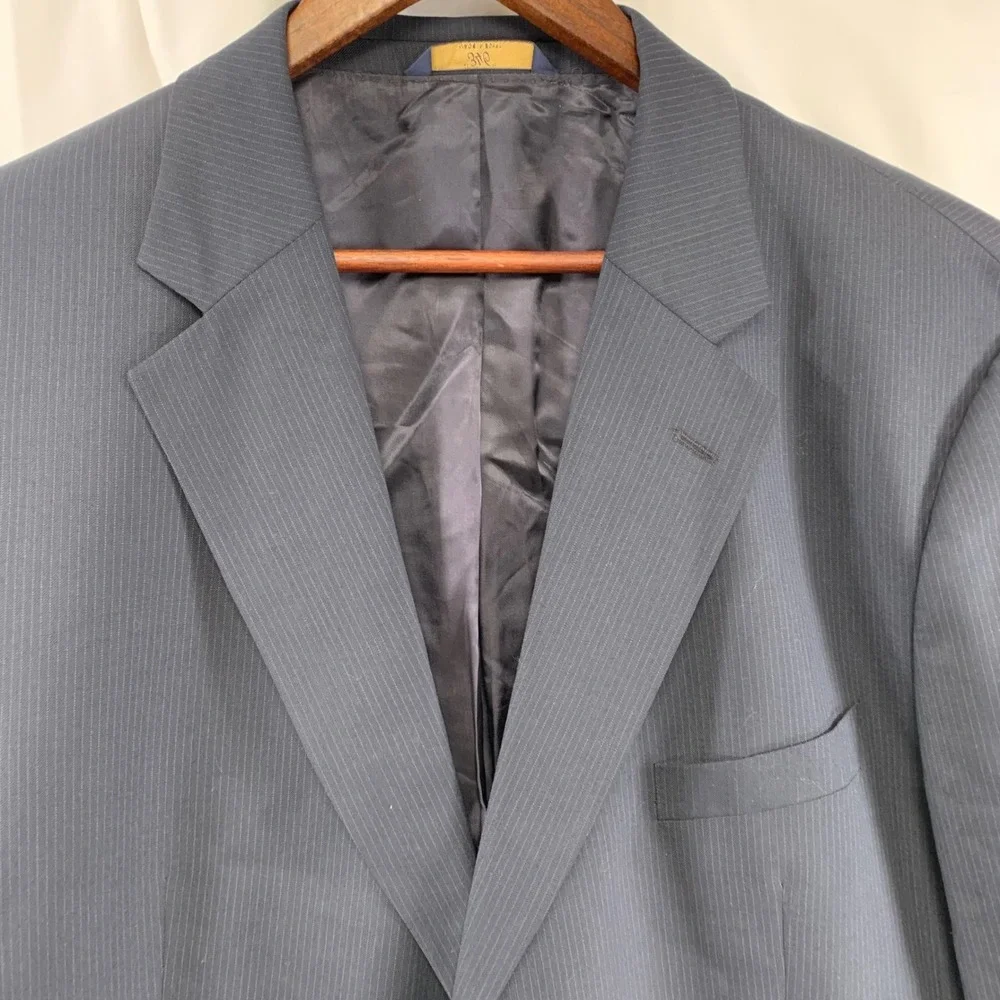 Brooks Brothers 346 Blazer Mens‎ 48R Navy Blue Pinstripe Wool Stretch Jacket